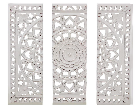 Artesanía Hindú cuadro de Madera Mandala de 3 piezas